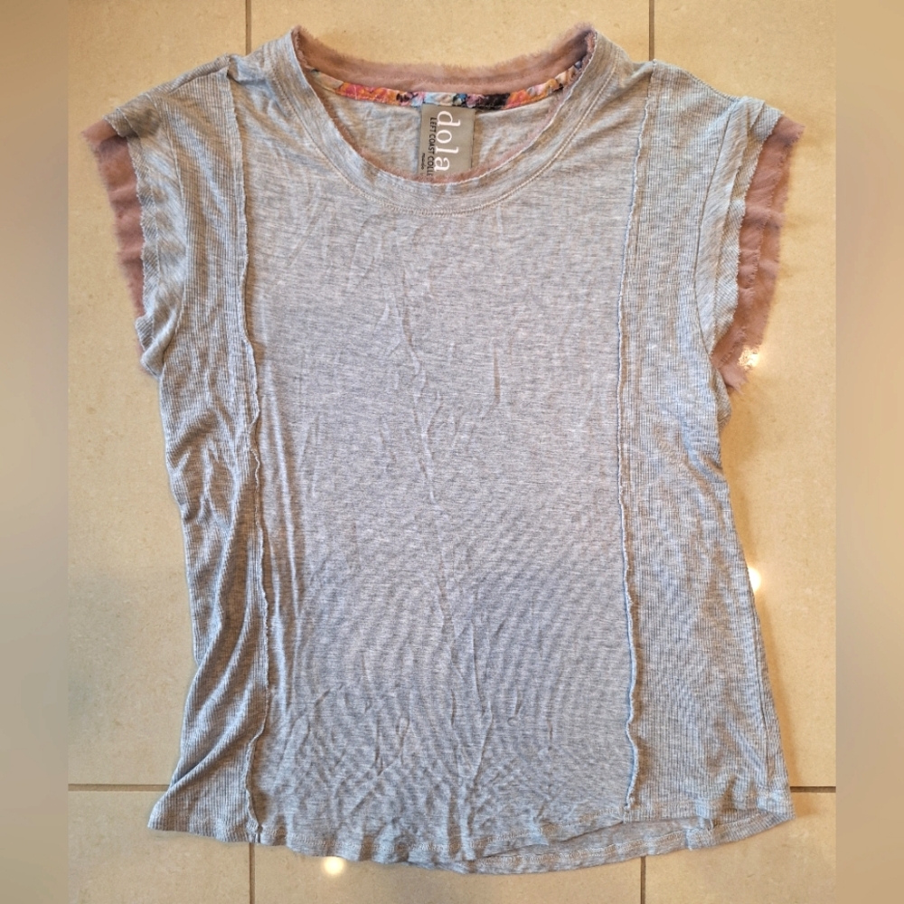 Dolan Left Coast Anthropologie ribbed sleeveless tank top ruffle details, medium